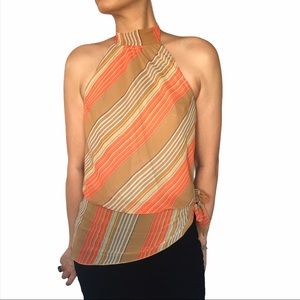 Vintage 90s Sample Women’s Orange Stripe Halter Top